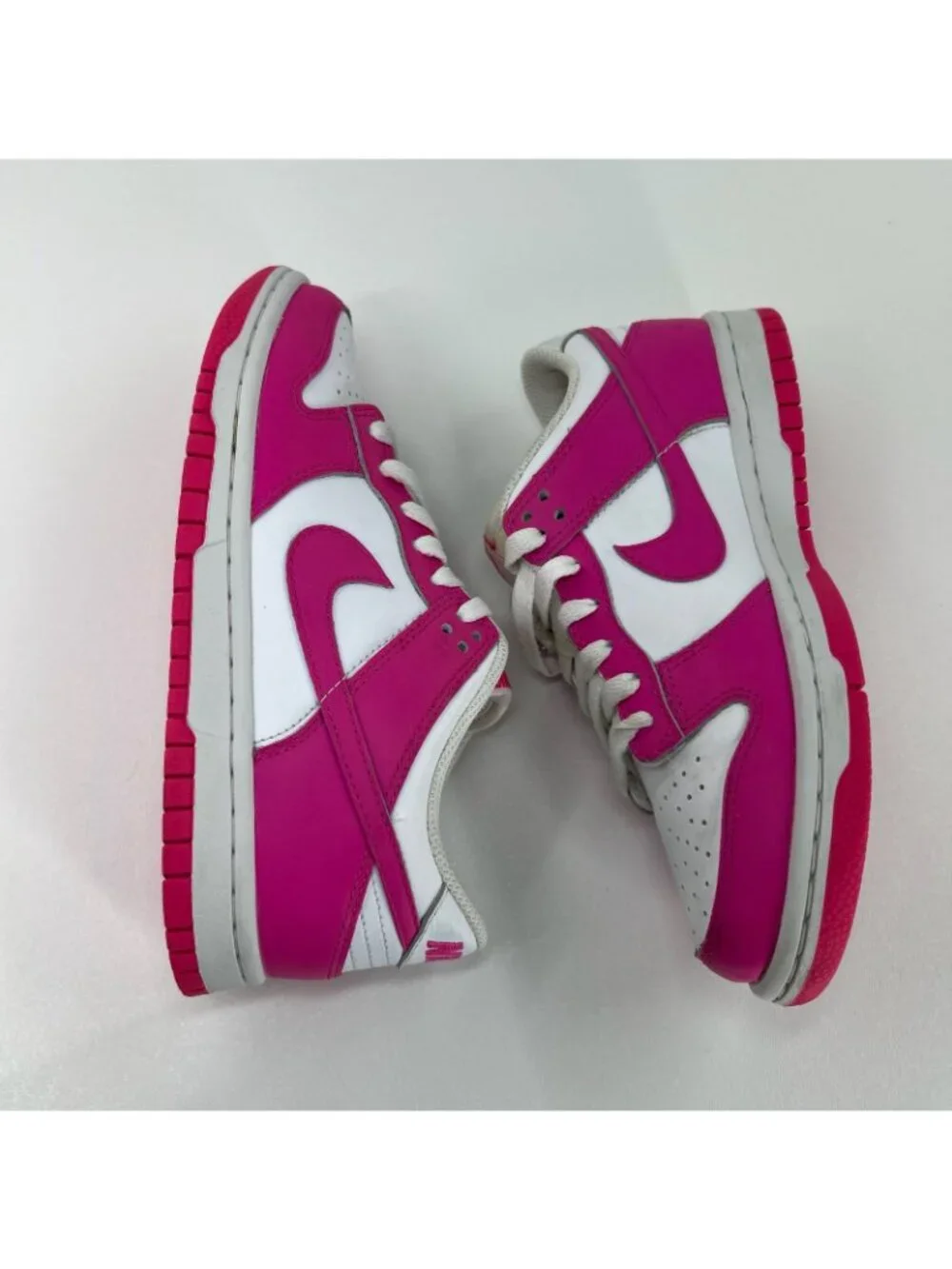 Nike Dunk Low Laser Fuchsia Sneaker Big Kids 4Y Leather Lace Up FB9109-102 Pink